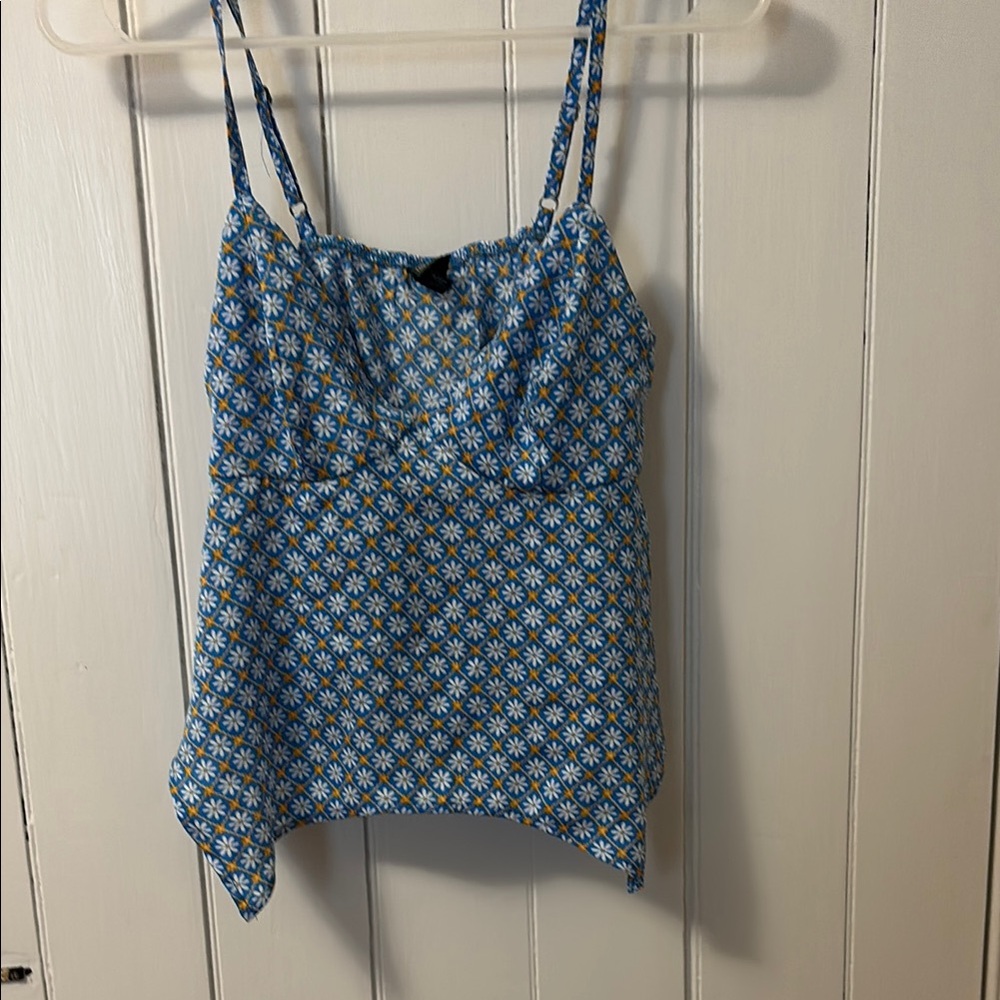 Floral Blue Spaghetti Strap Top